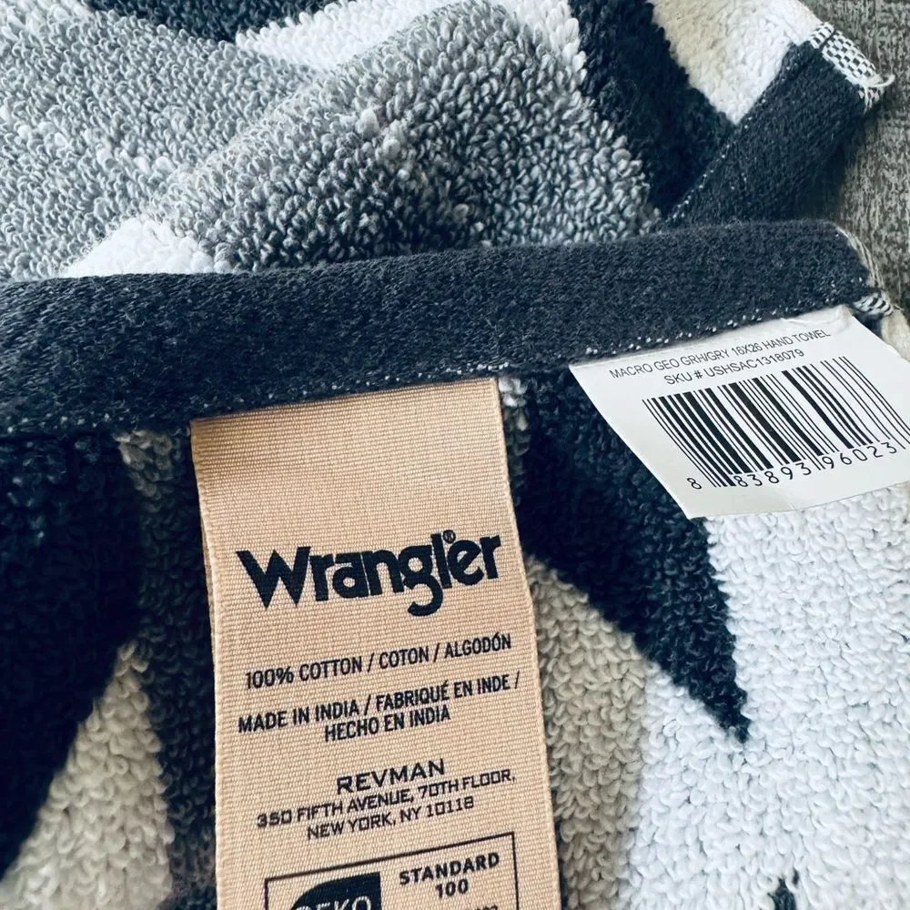 Wrangler Western Aztec Southwest Gray Hand Towel